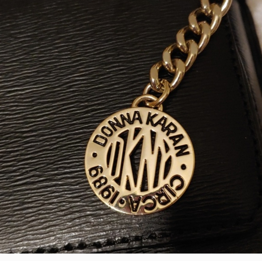 Donna Karan Gold Logo Disc Key Charm Handbag